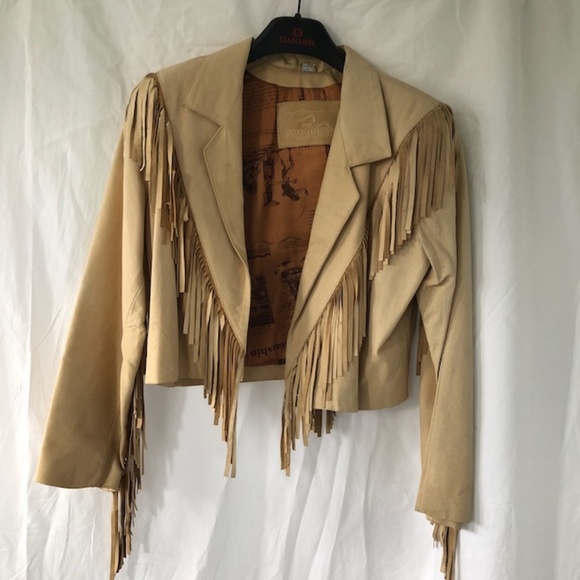 Vintage Leather Tassel Jacket - Tan - Picture 1 of 16